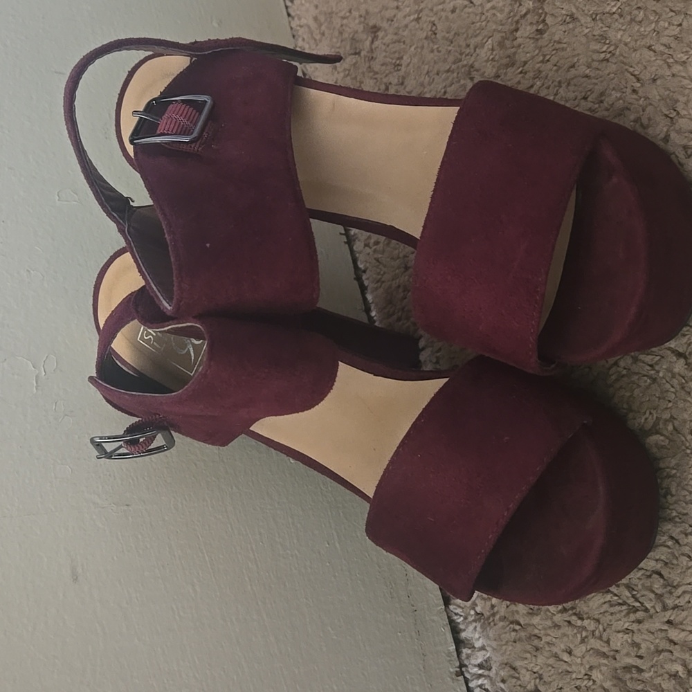 7w Wine Suede Platforms